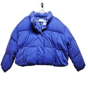 SIZE 4X Womens Royal Blue Puffer Jacket With High Collar & Pockets